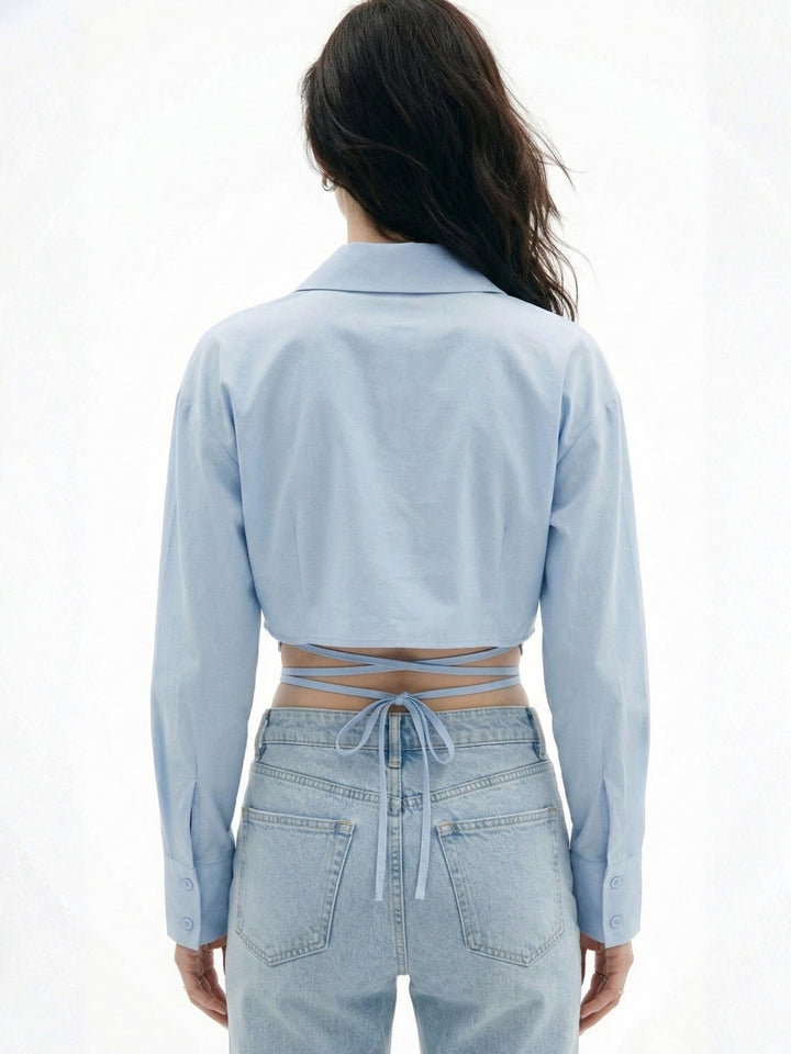 Light Blue Back Tie-Up Collared Shirt