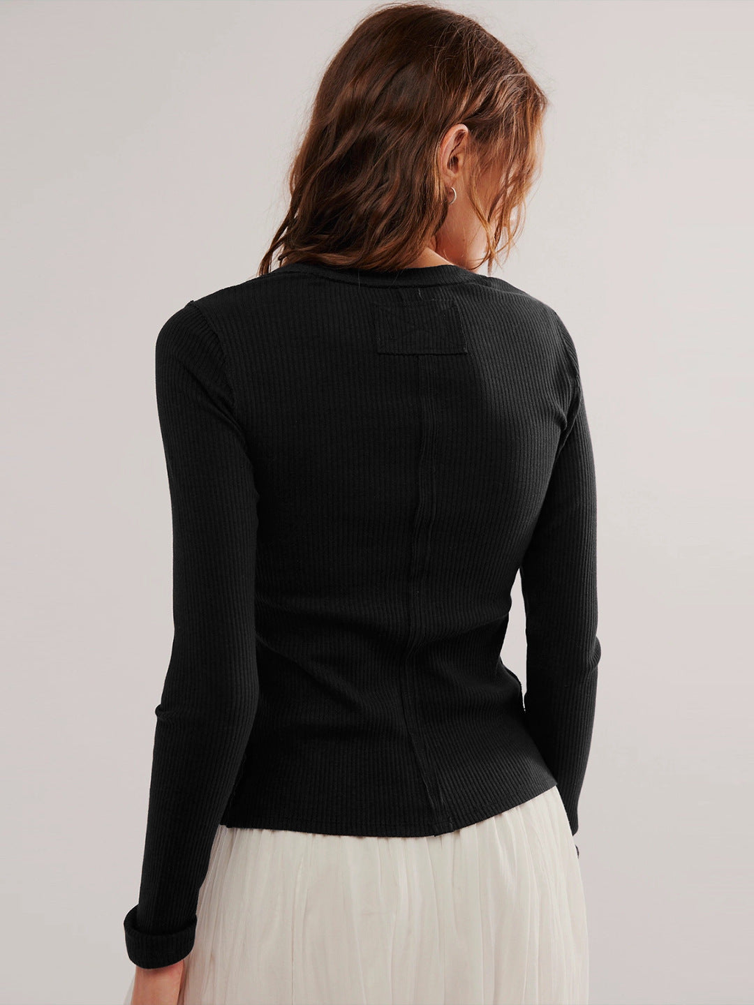Black Full Sleeve Front Buttoned Top