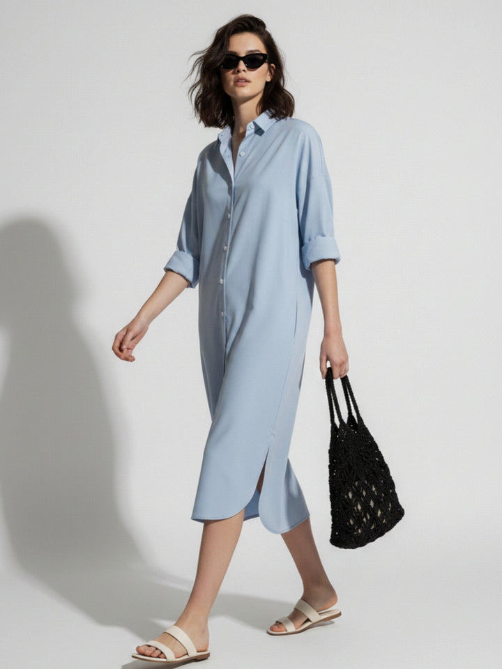 Blue Straight Fit Shirt Dress