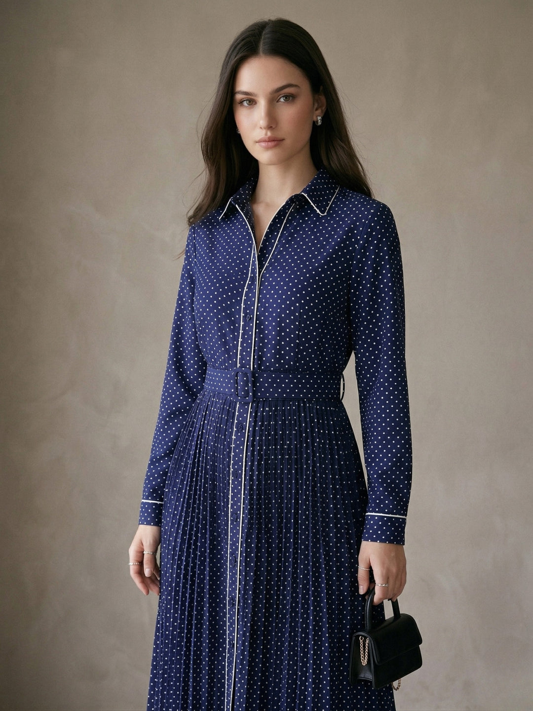 Navy Blue Long Shirt Dress