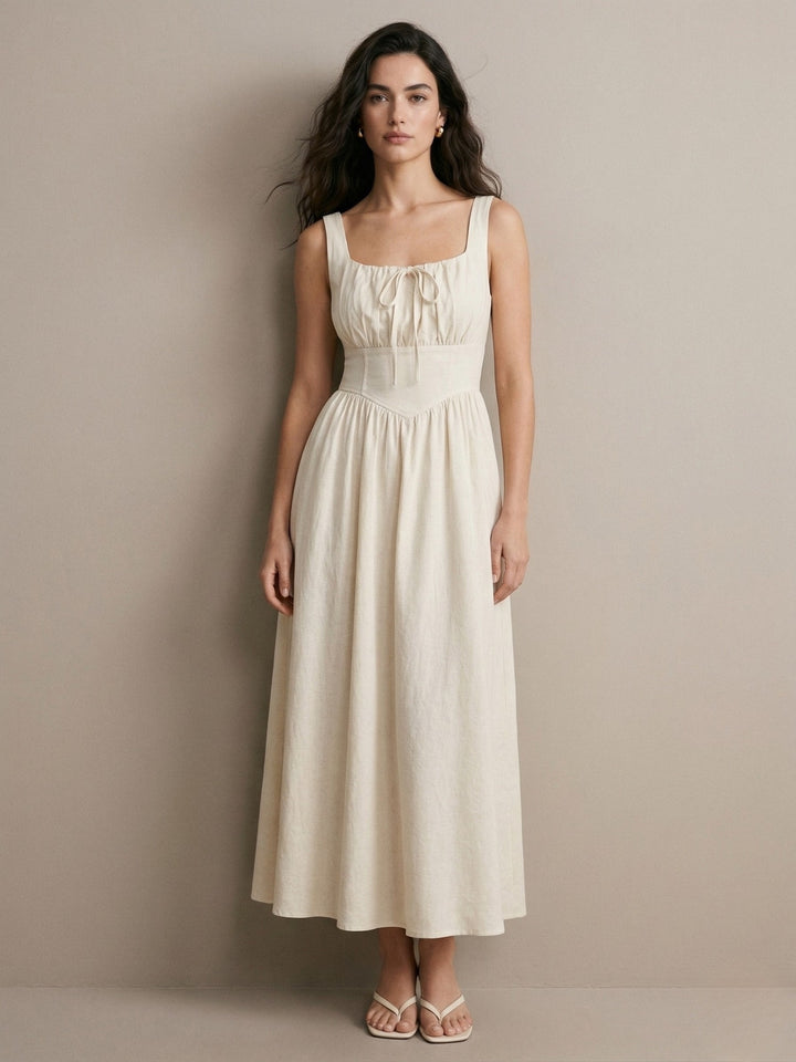 Off White Shoulder Strap Corset Style Dress