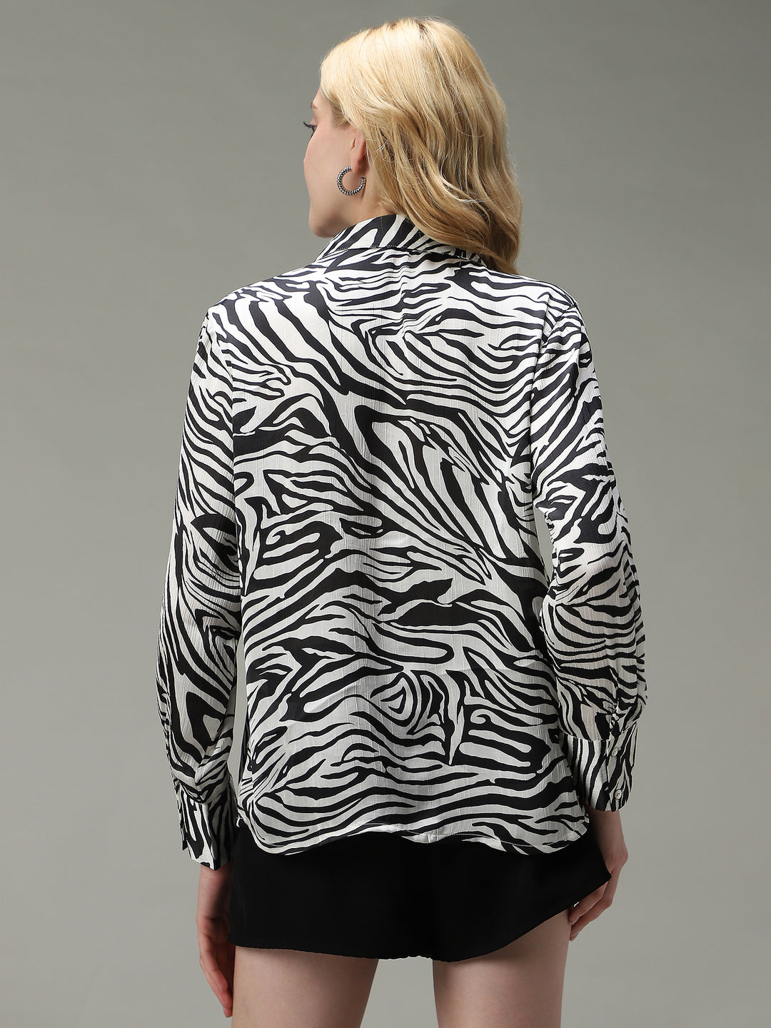 Black Printed Satin Shirt