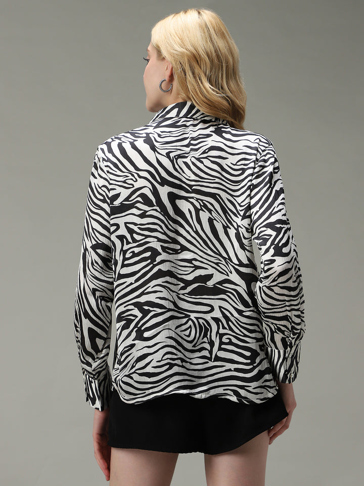 Black Printed Satin Shirt