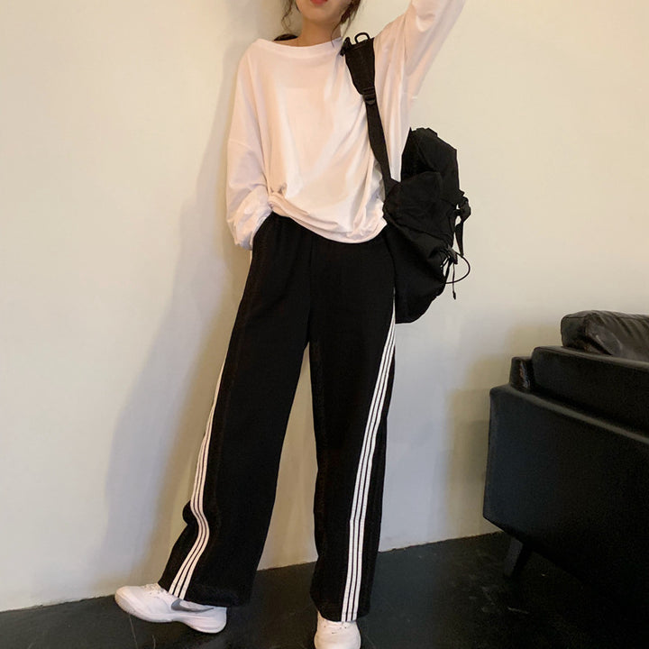 Black Contrast Triple White Stripped Jogger