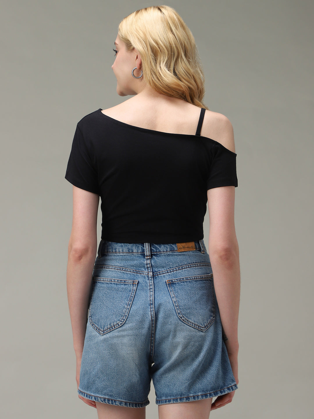 Black Cold Shoulder Boxy Top