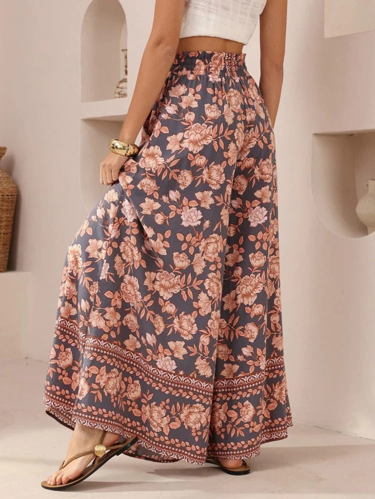 Multi Paper Bag Waistband Printed Trousers