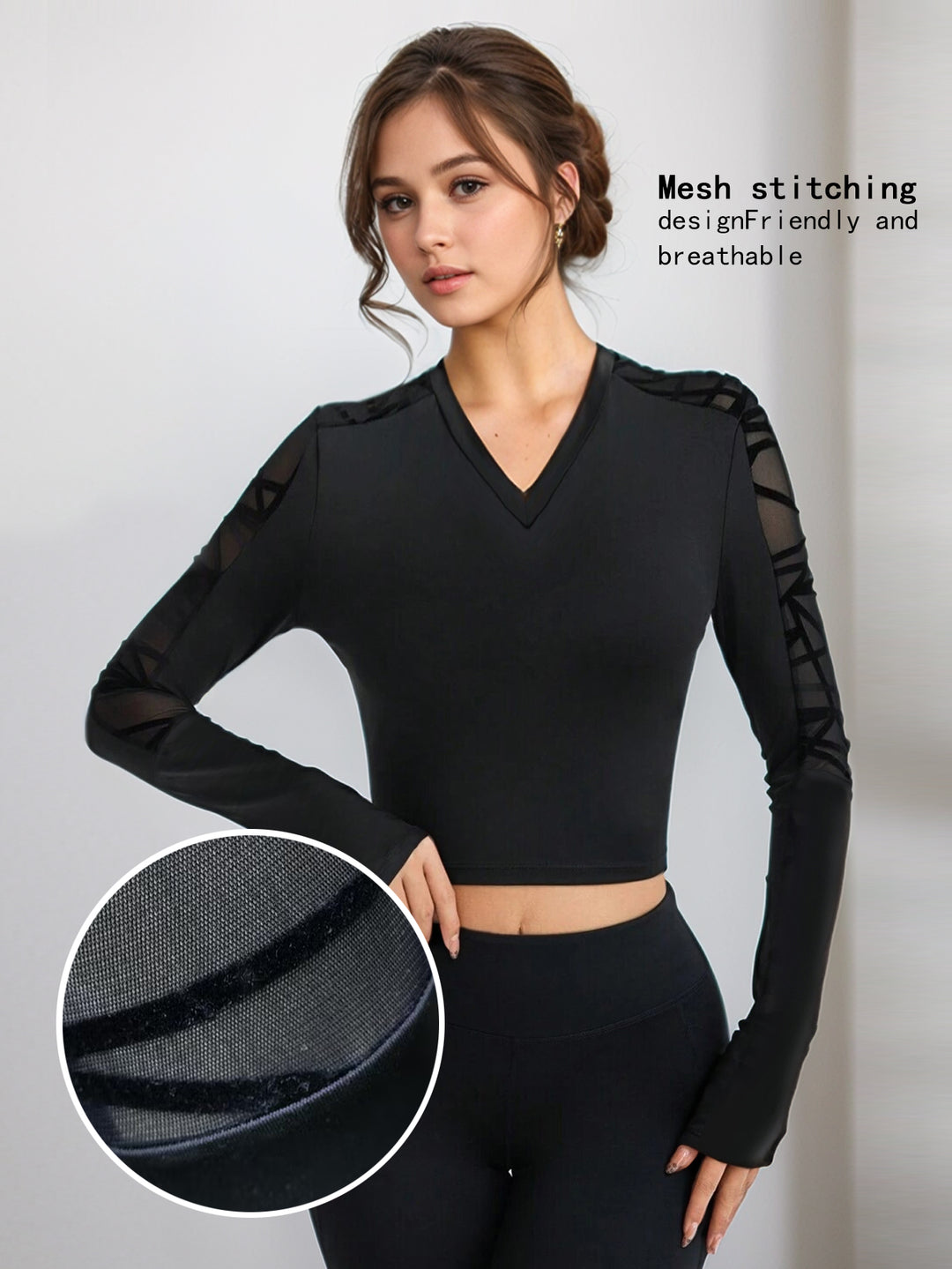 Black Full Sleeve Round Neck Top