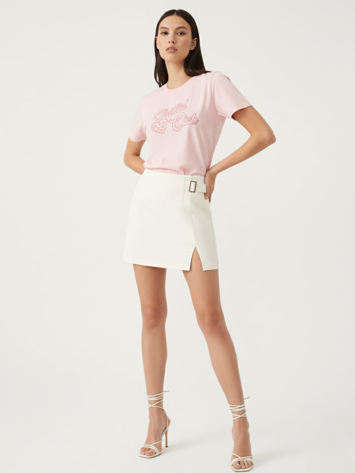 Pink Short Sleeves Crew Neck T-Shirt