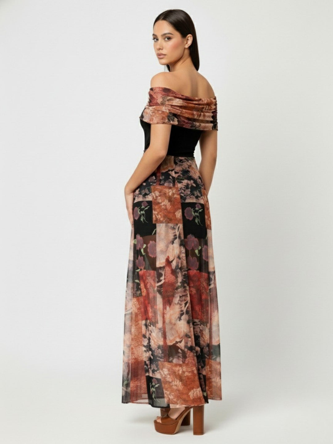 Multi Off Shoulder Waist Detail Dress