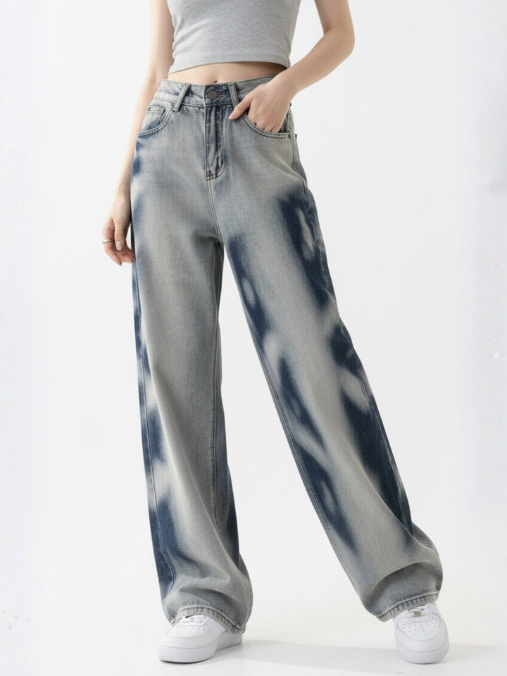 Light Blue High Waist Washed Effect Jeans