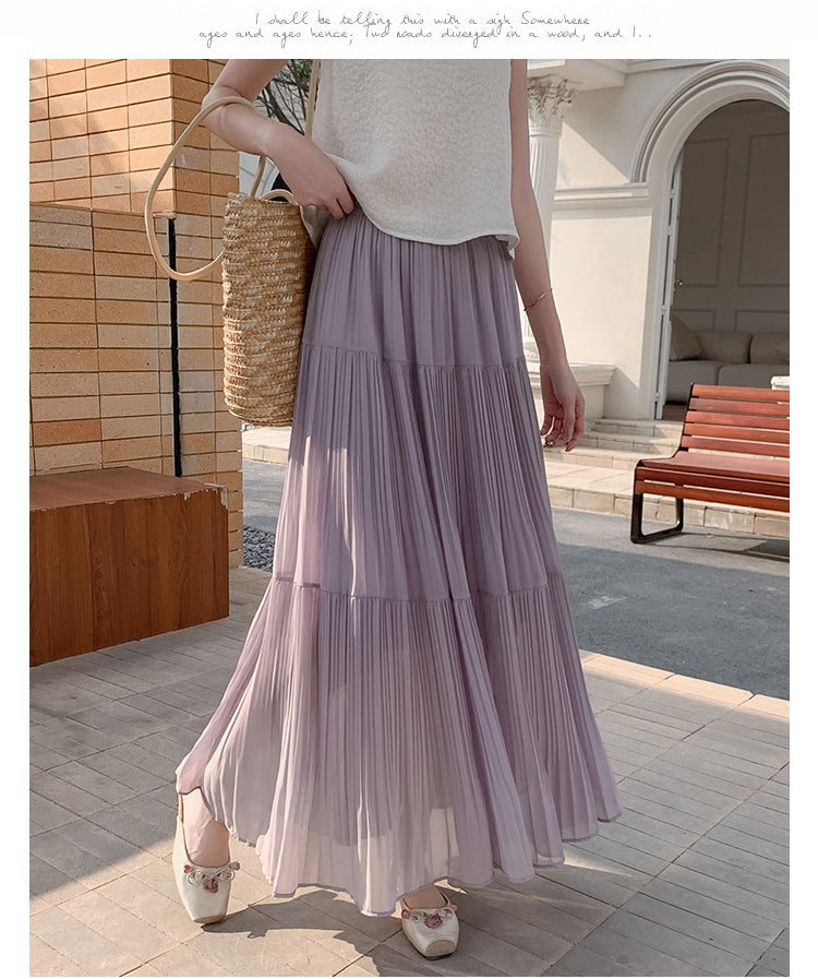 Lilac Flowy Tiered Solid Skirt
