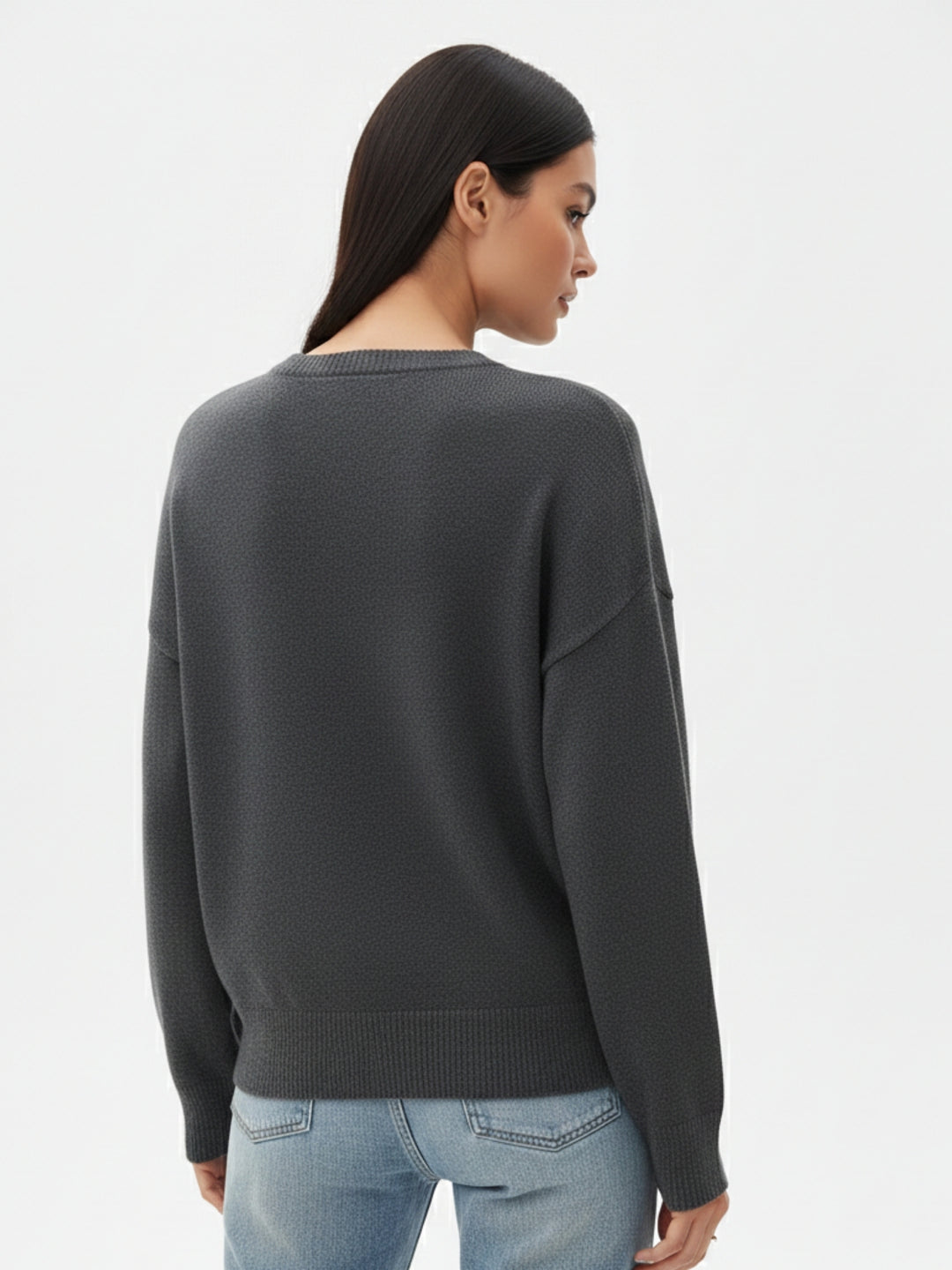 Grey Full Sleeve Round Neck Sweatshirt