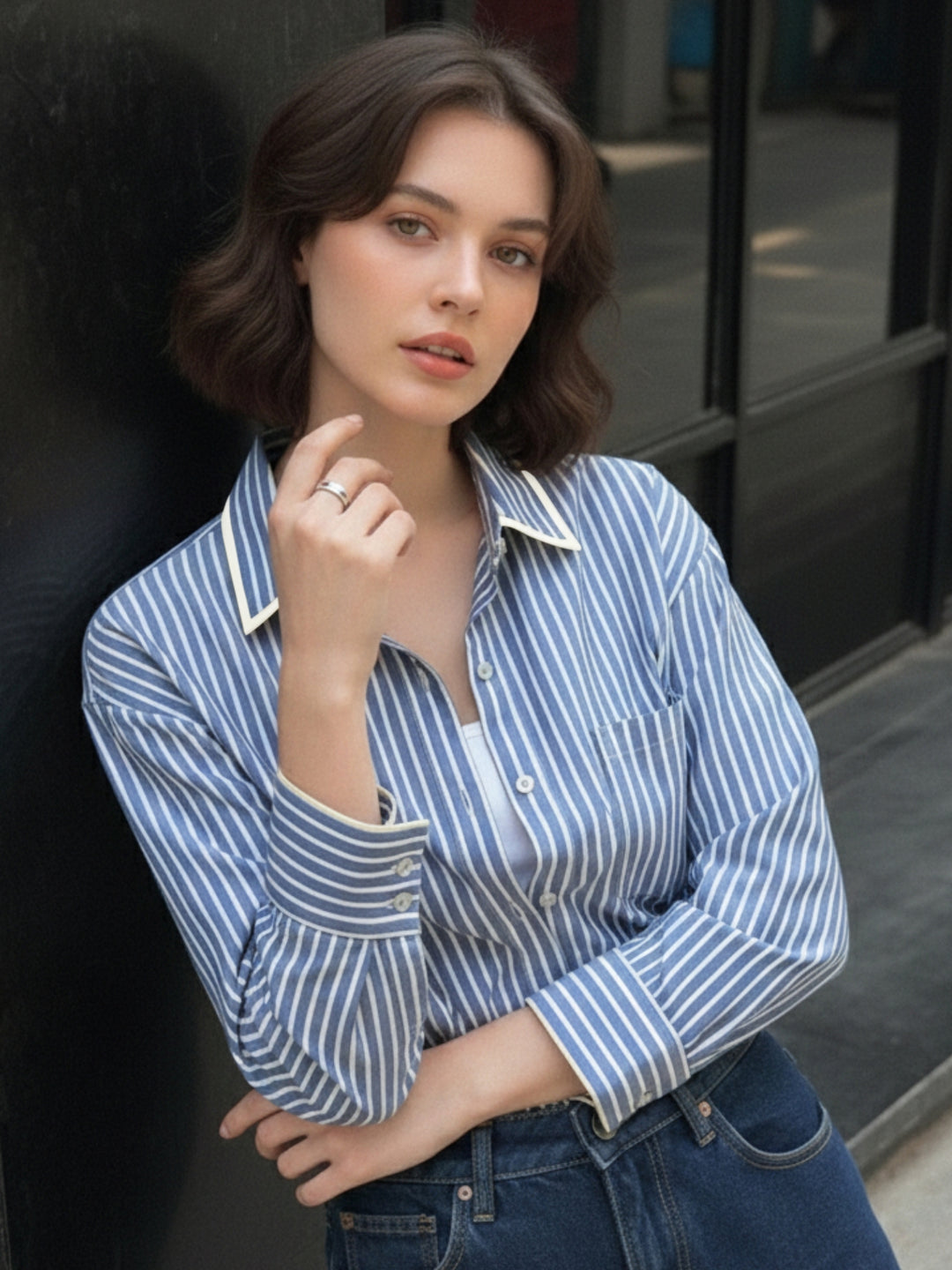 Blue Oversized Stripe Shirt