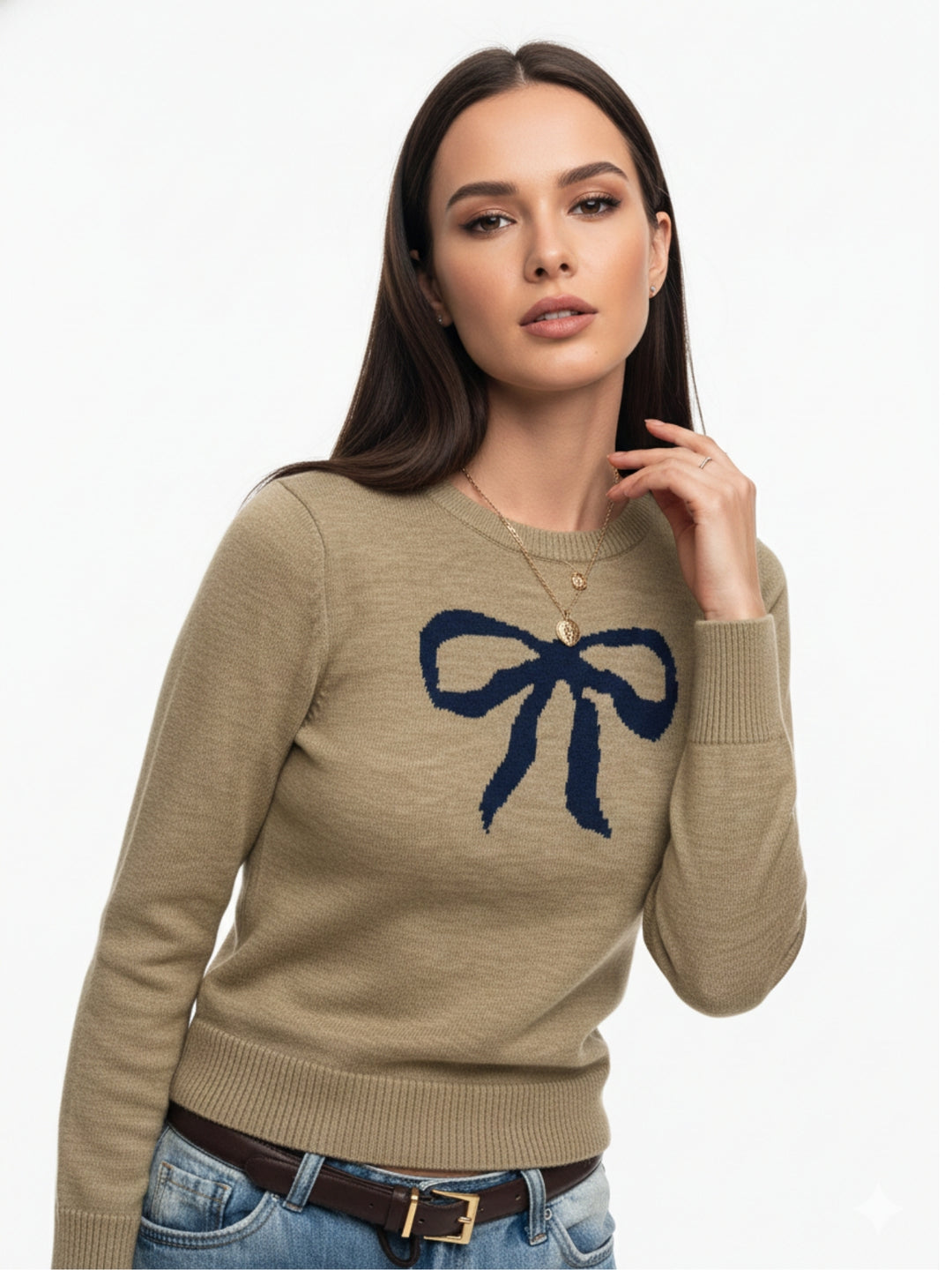 Khaki Full Sleeve Printed Sweatshirt