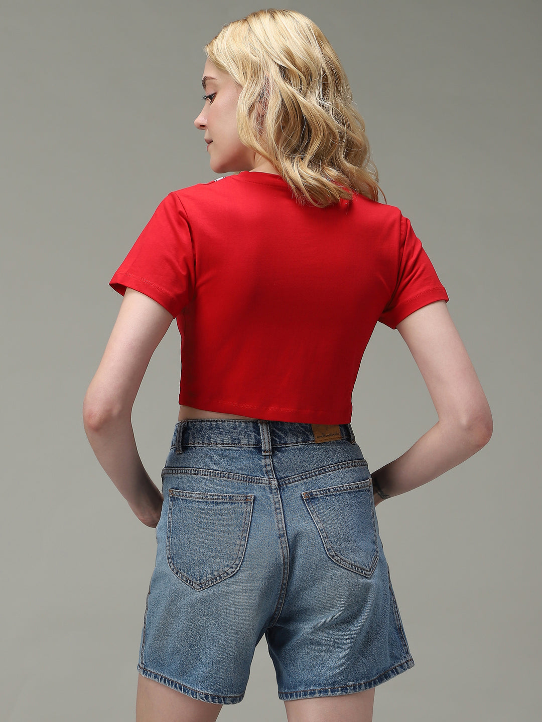 Red Varsity Graphic Cropped T-Shirt