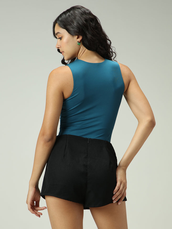 Teal Basic Sleeveless Bodysuit