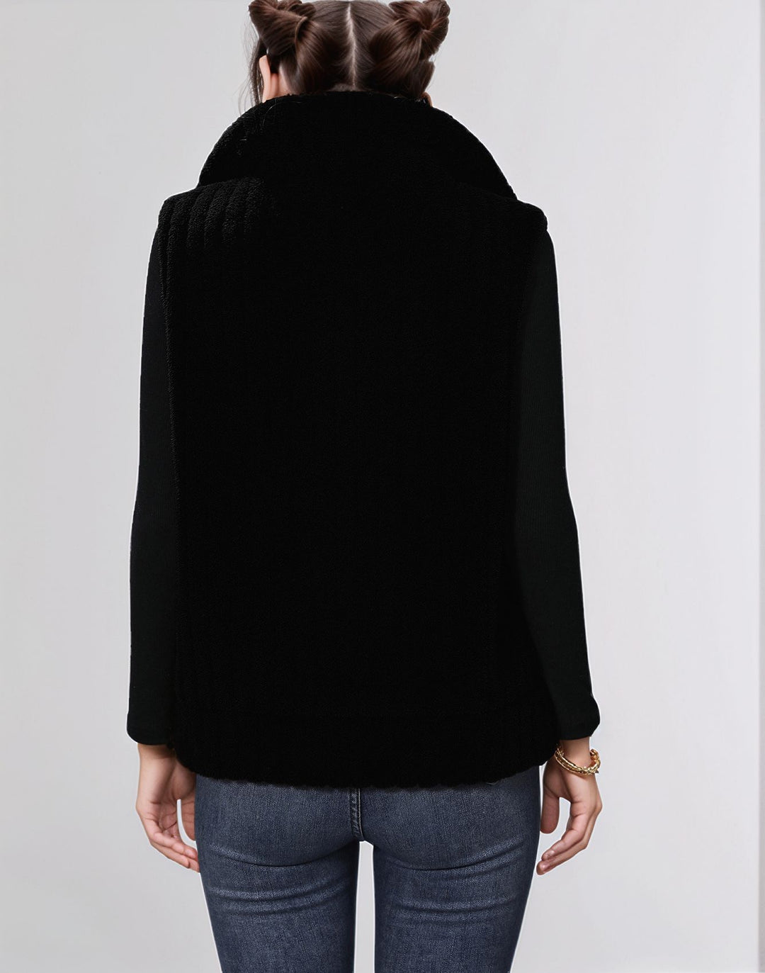 Black Sleeveless Zip Front Jacket