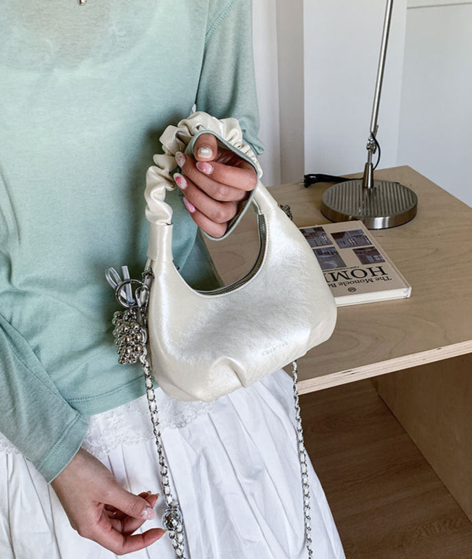White Crescent Shape Hand Bag
