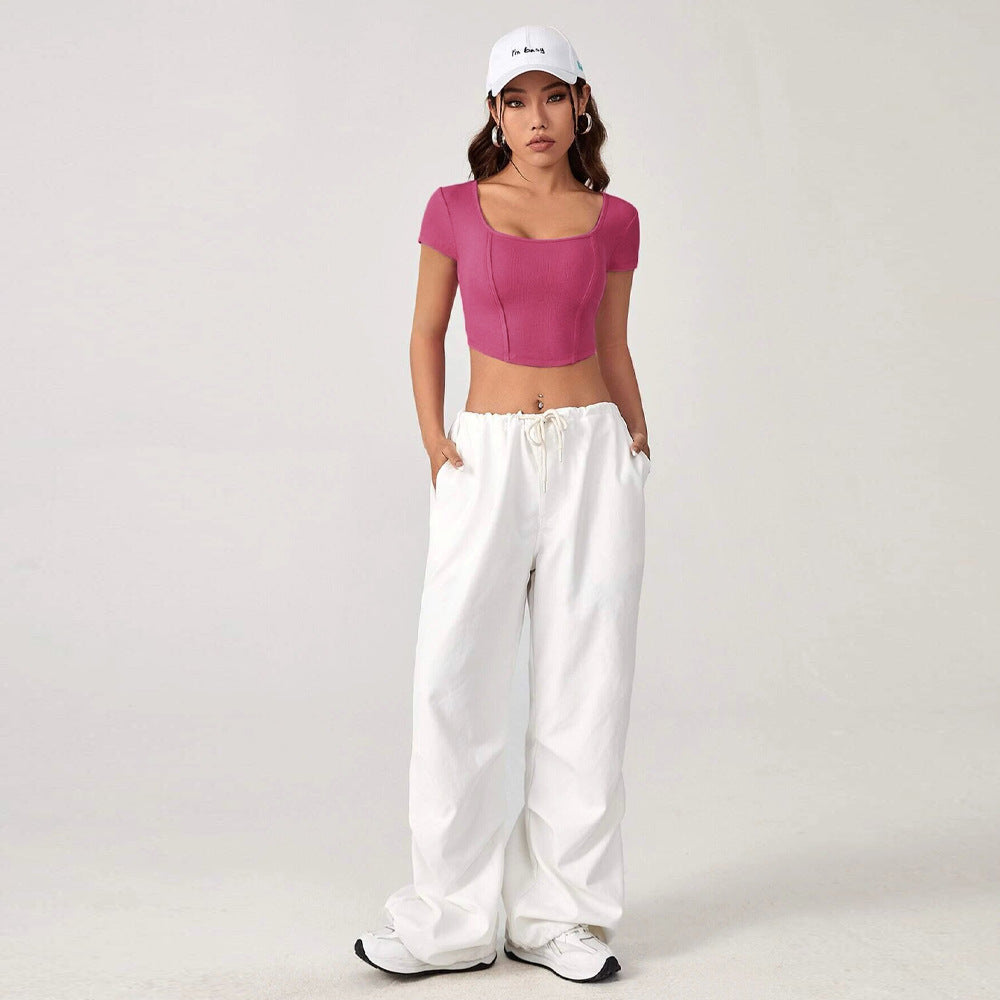Pink Short Sleeve Fitted Top