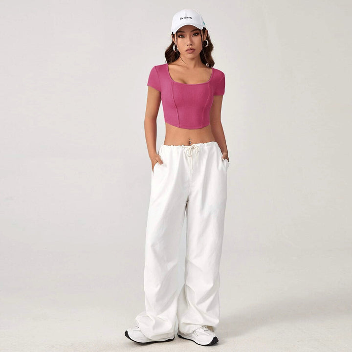 Pink Short Sleeve Fitted Top