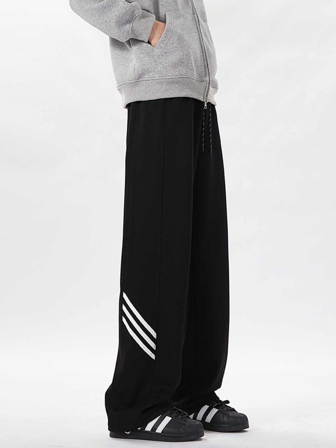Black Panel Striped Joggers