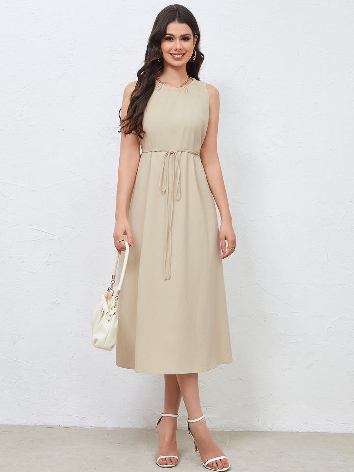 Cream Half Sleeved Regular Fit Dress