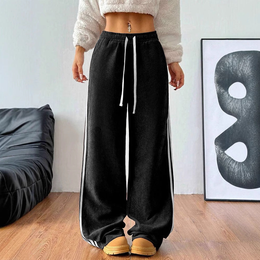 Black Side Contrast Binding Sweatpants