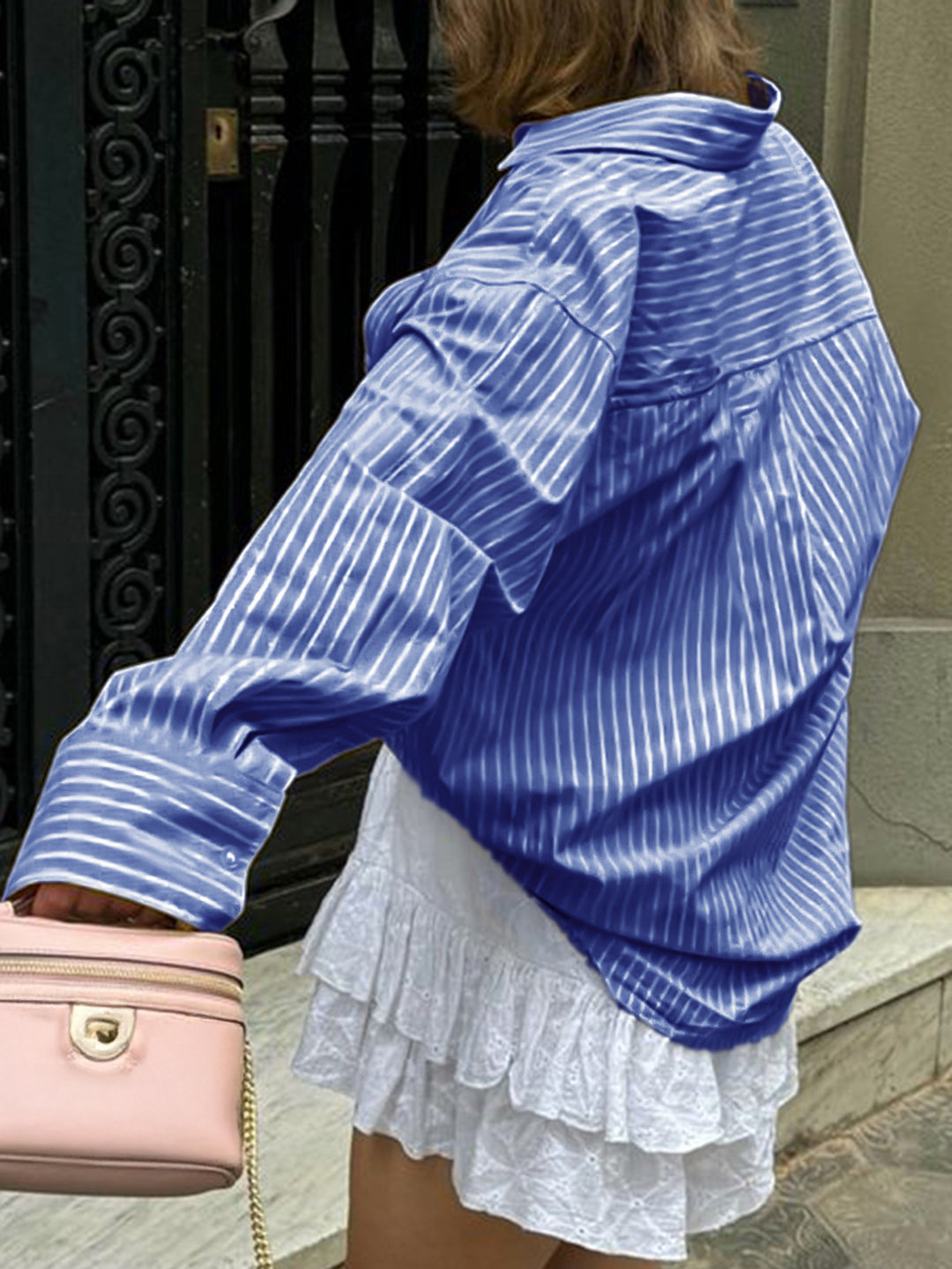Blue Full Sleeve Striped Relaxed Shirt