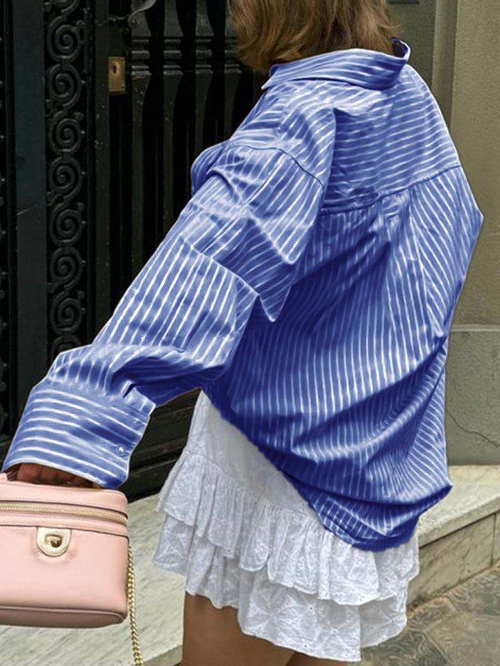 Blue Full Sleeve Striped Relaxed Shirt