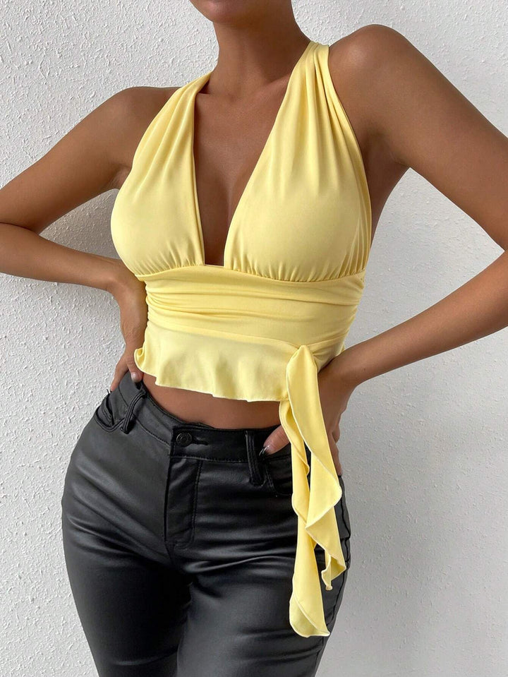 Yellow Halter Tie Up Tank