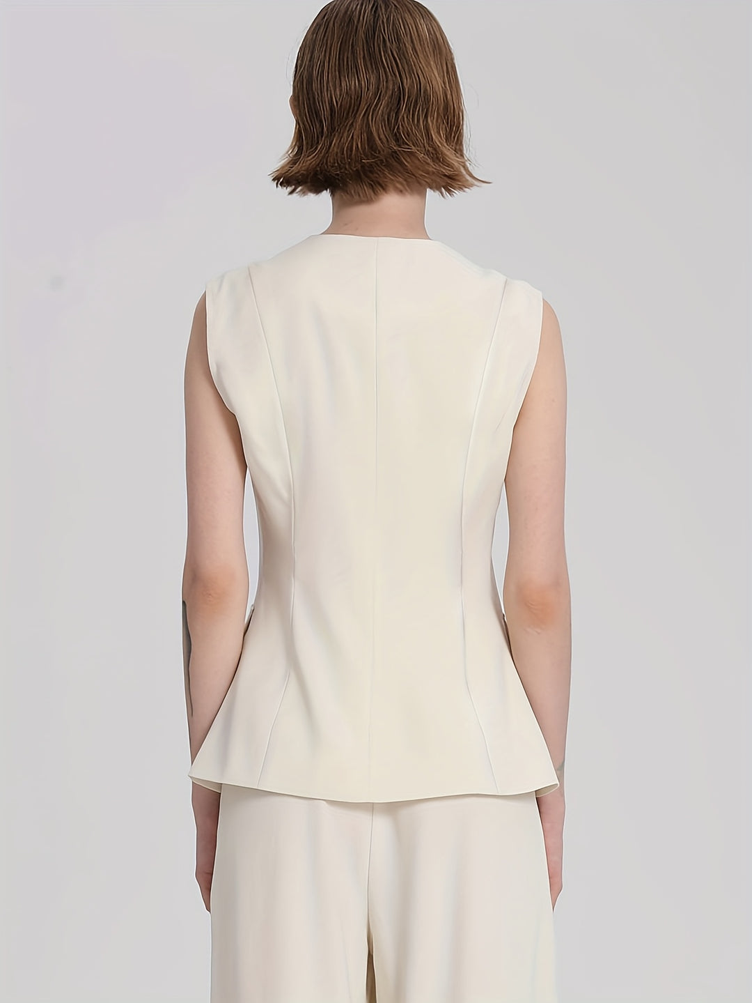 Cream Double Pocket Vest Top