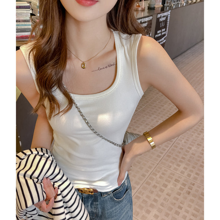White Scoop Neck Tank Top