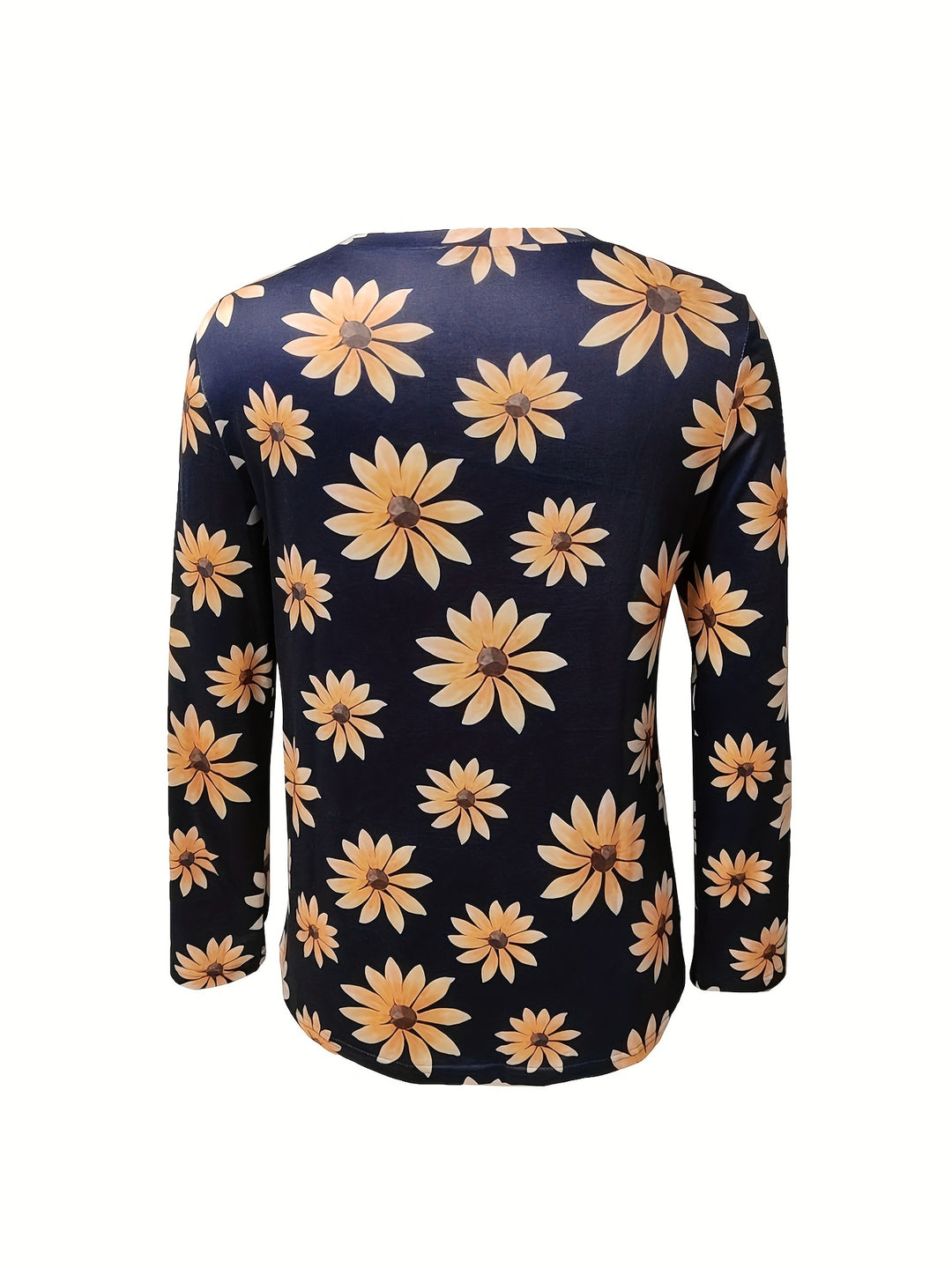 Black Round Neck Floral Printed Top