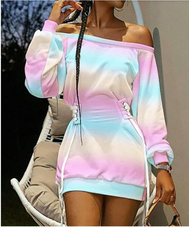 Blue & Pink Bodycon Mini Dress