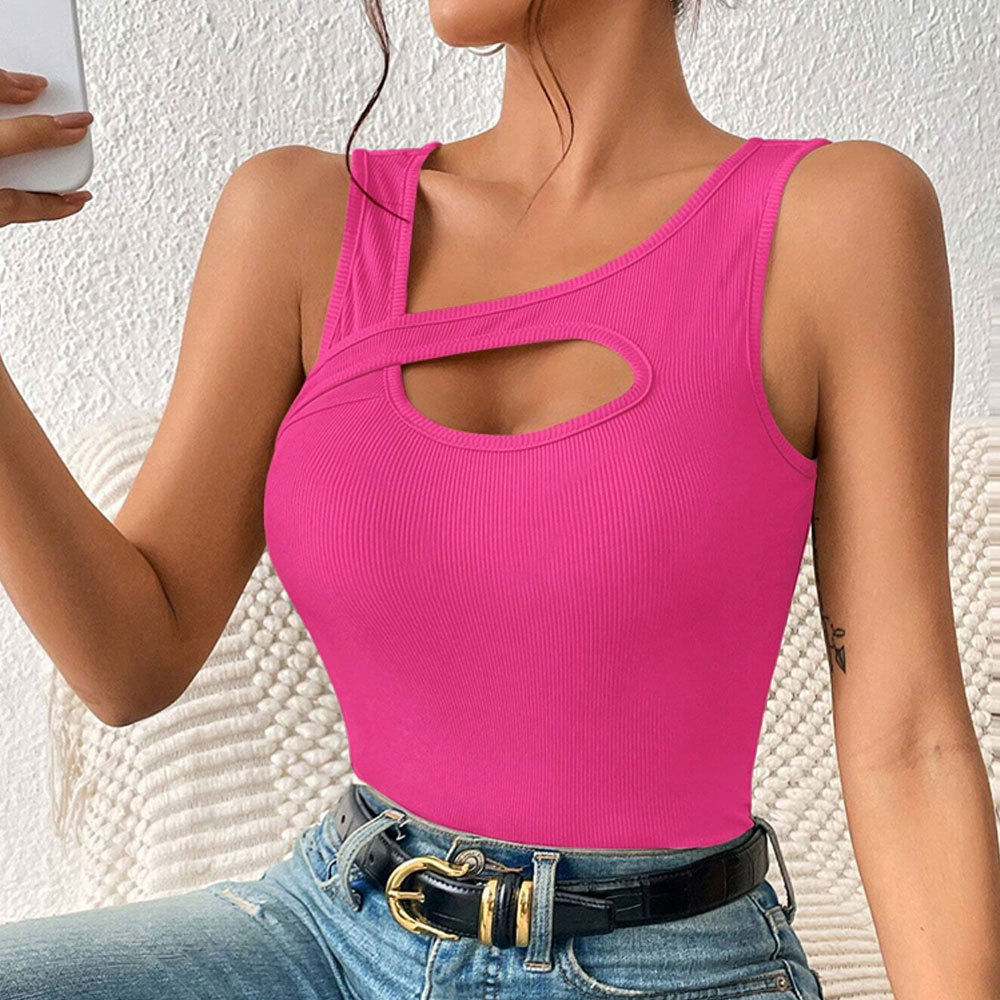 Pink Sleeveless Cut-Out Detail Top