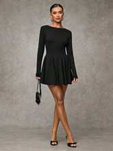 Black Full Sleeve Round Neck Dress