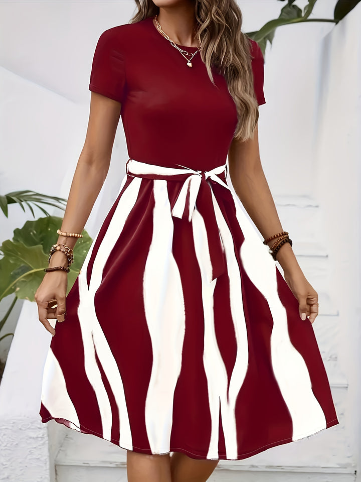 Red Printed Skater Dress