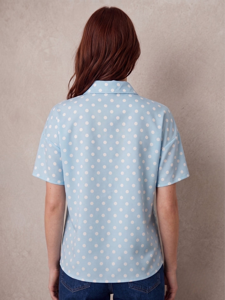 Blue Polka Dotted Relaxed Shirt
