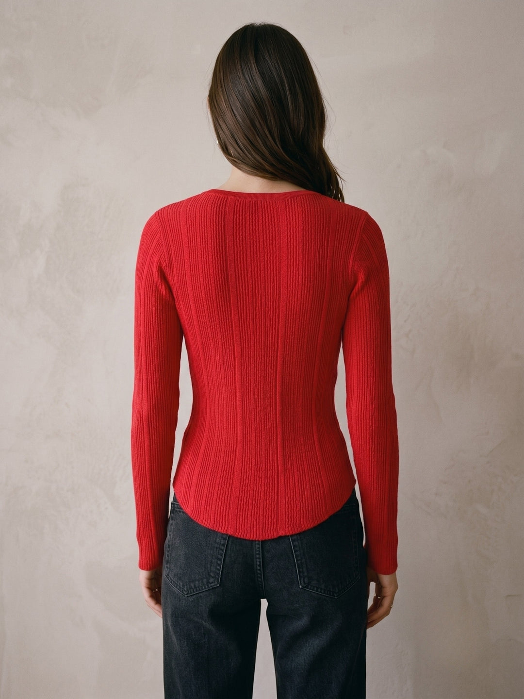 Red Button Down Cardigan Styled Top