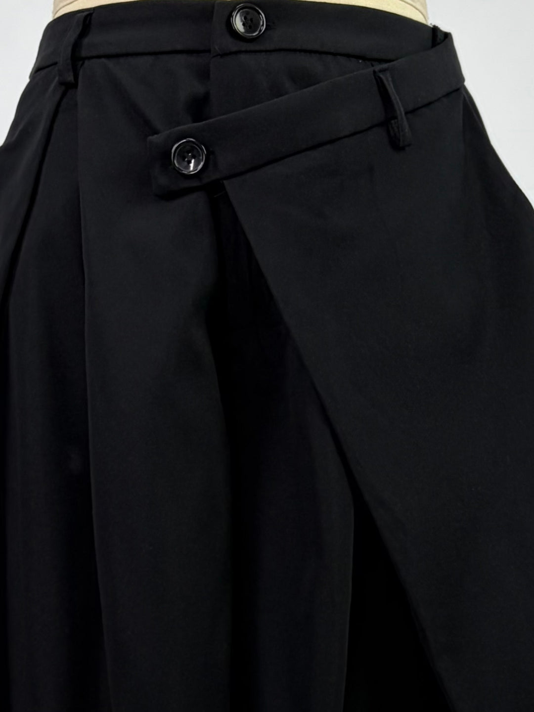 Black Wrap Over Styled Baggy Fit Trouser