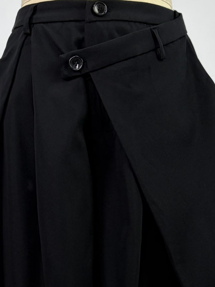 Black Wrap Over Styled Baggy Fit Trouser