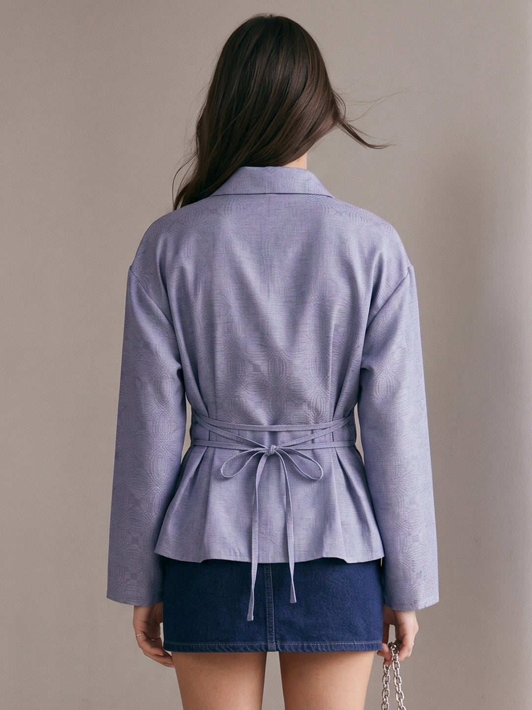 Blue Full Sleeves Front Pleated Shirt