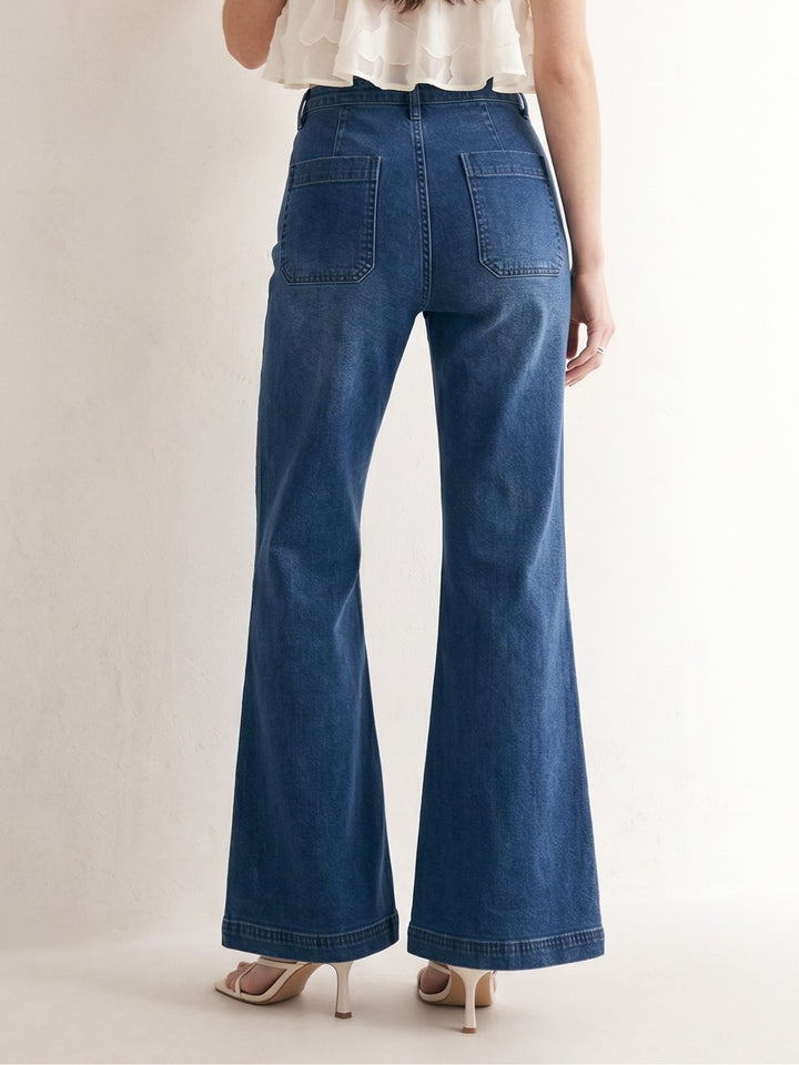 Blue Front Pocket Straight Fit Jeans