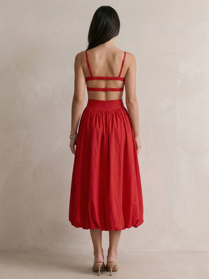 Red Spaghetti Strap Corset Style Dress