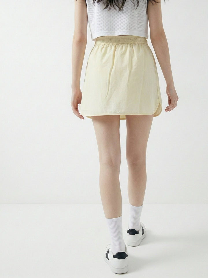 Off White Drawstring U-Hem Skirt
