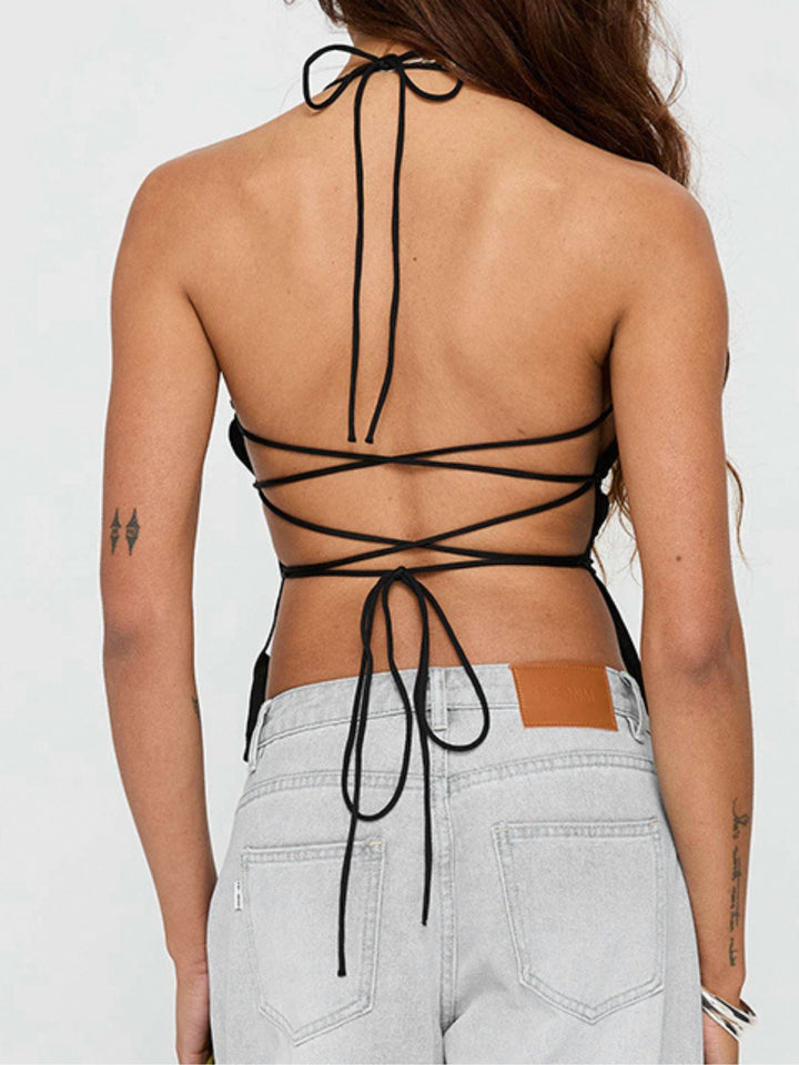 Black Spaghetti Halter Strap Camisole
