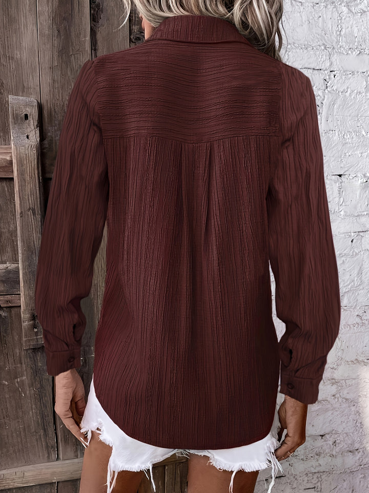 Maroon Textured Button Down Shirt