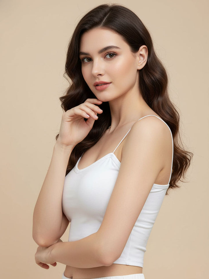 White Spaghetti Strap Fitted Top