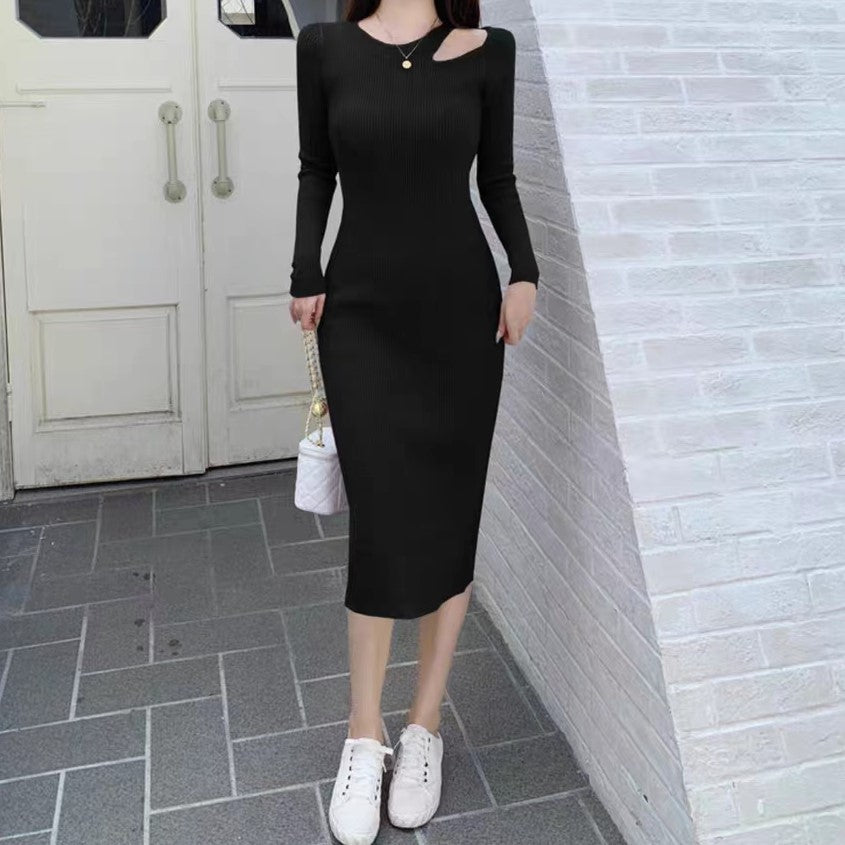 Black Shoulder Cut-Out Bodycon Dress