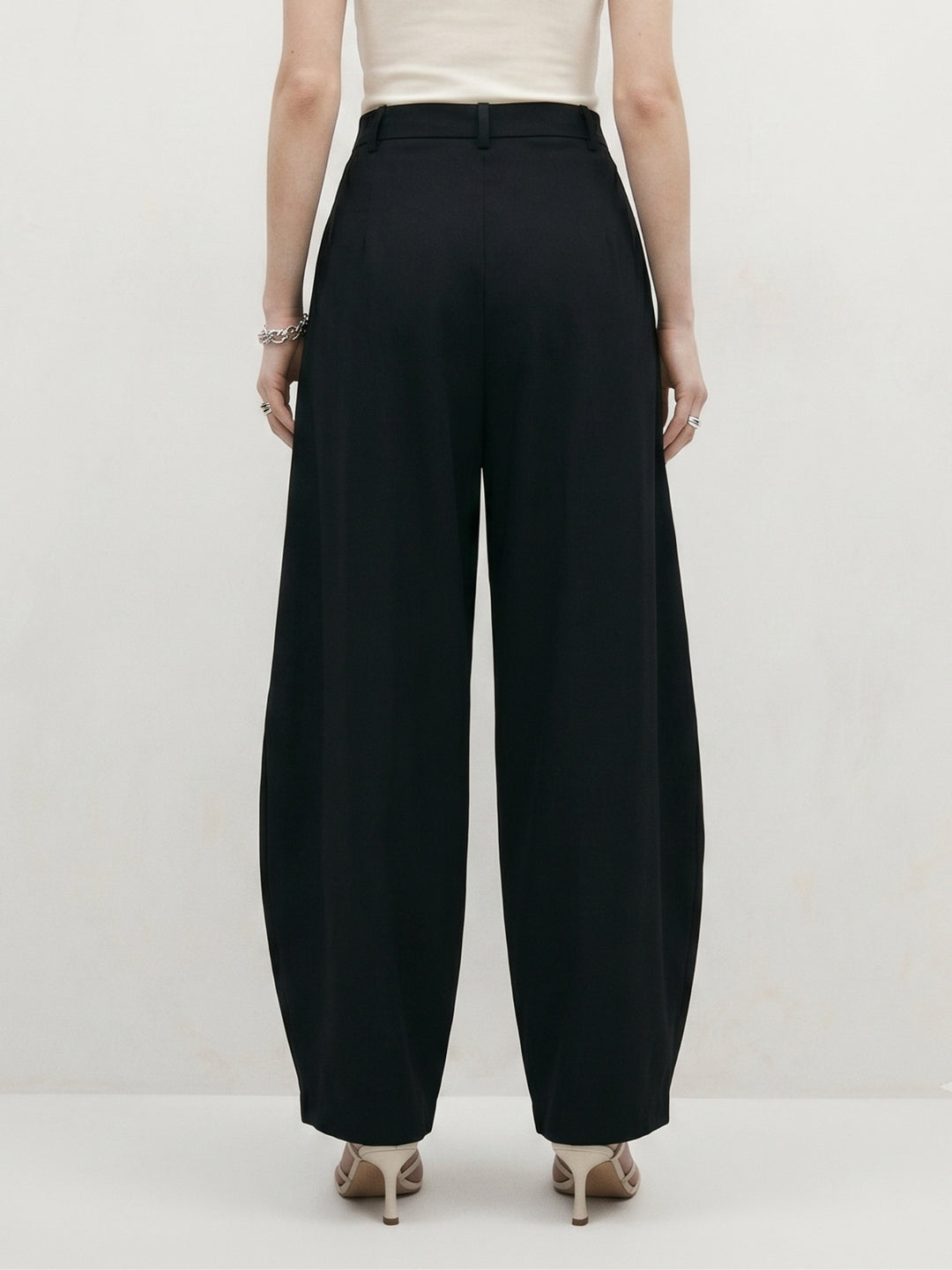 Black Wrap Over Styled Baggy Fit Trouser
